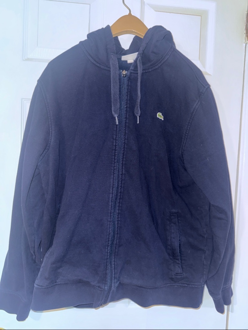 Lacoste Dark Blue Full-Zip Hoodie with Green Crocodile